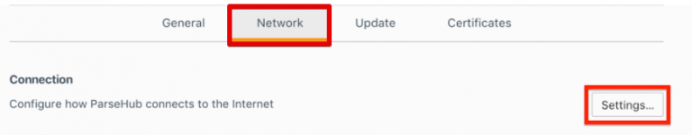 Configure proxy setting on Parsehub - netnut residential proxy network 1